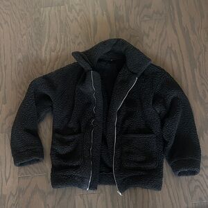 Cozy Black Teddy Zip Up Jacket